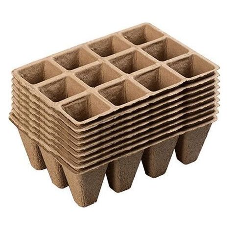 Filiyano-Pots de semis biodégradables – Lot de 10 (120 alvéoles) en fibre pour semis (1/4)