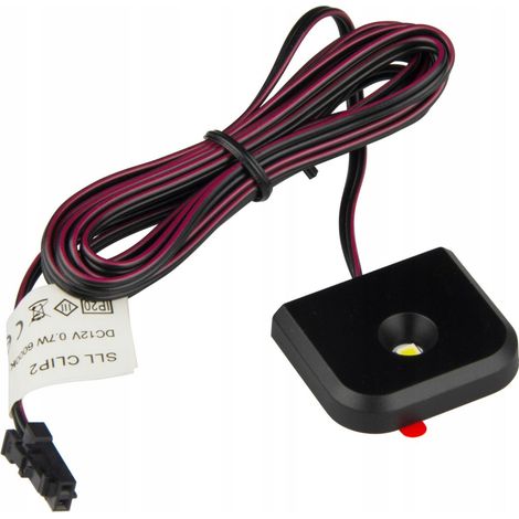 Clip LED 1D per illuminare una mensola espositiva in vetro, luce fredda 6000K (1/3)