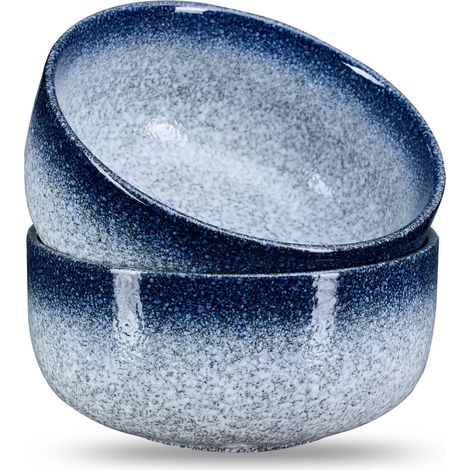 Lot de 2 grands bols à céréales en porcelaine - 950 ml - En céramique - Pour la cuisine - Bols de service - Bols à soupe - Salade - Bol à pâtes (1/5)