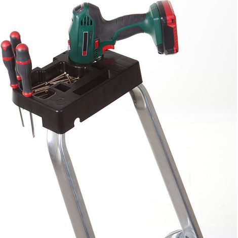 Hailo – Tablette porte-outils escabeau Selekta – Charge max 10kg – Fabrication française – Dimensions plié 7x25x17cm – Poids 0.2kg (1/7)
