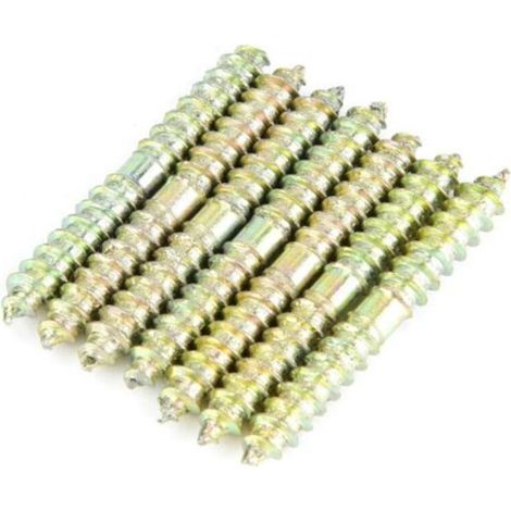 10 pièces M6 40mm vis à cheville en fer vis à Double extrémité zingage vis à filetage autotaraudeuse bois à bois vis à cheville connexion bois