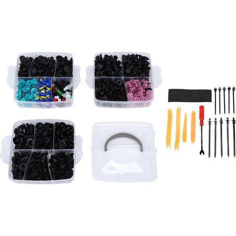 Assortiment de 725 Clips et Fixations Auto - avec Attaches de Câble et Outil de Démontage