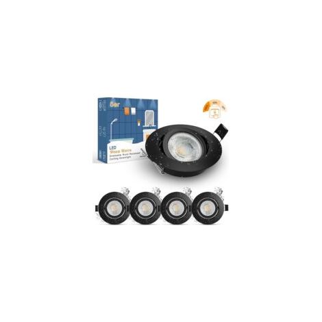 5 × 7W Spot LED Encastrable Noir Dimmable IP44 Extra Plat Plafonnier Encastré 220V Rond Orientable 2800K Blanc Chaud Luminaires de Plafond Salle de Bain 700lm Equivaut 70W Ampoule Halogène