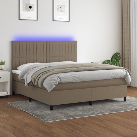 Boxspringbett mit Matratze & LED Taupe 160x200 cm Stoff (1/5)