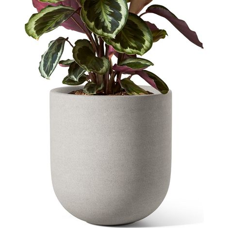 Keramik Blumentopf 20cm mit Ablaufloch & Stopfen, atmungsaktiv, grau (1/5)