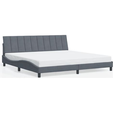 Lit double,Lit adulte,Cadre de lit sans matelas Hanko gris foncé 200x200 cm velours CFW3853378 (1/5)
