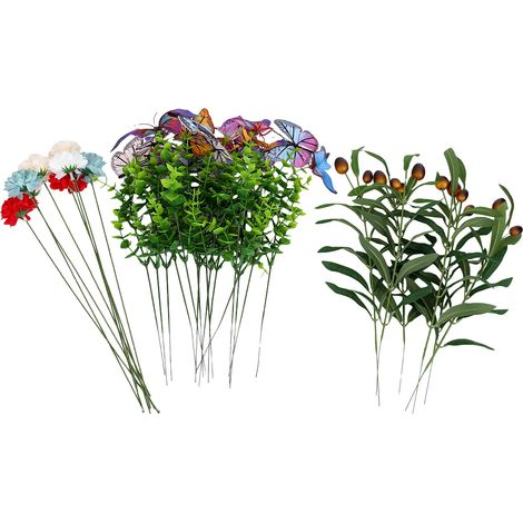 Décorations florales artificielles papillon 3D sur piquet, centres de table estivaux pour fêtes et jardins. (1/5)