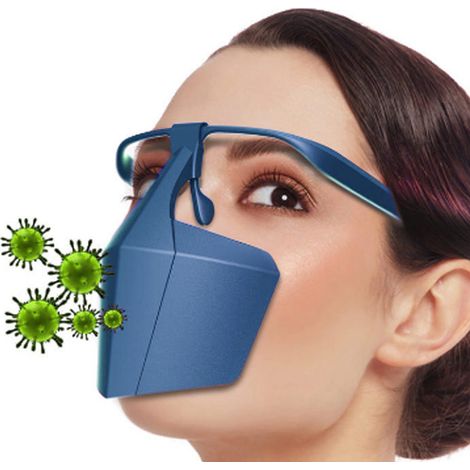 Masque de protection buccale jetable avec élastiques pour oreilles - Bleu (1/5)