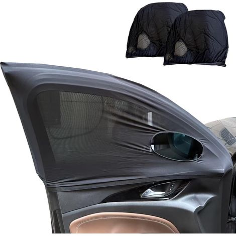 2 Pièces Pare Soleil Voiture, Maille Nylon Extensible, Protection UV Anti Moustique, Fenêtre Arrière Universelle (1/5)