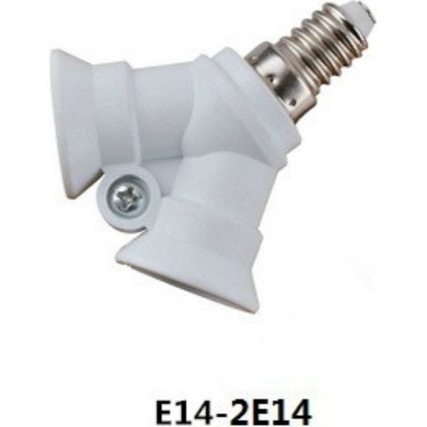 Adaptateur pour douilles, interrupteurs, lampes de table LED, lampes basse consommation, prises, E14 vers 2E14 (1/5)