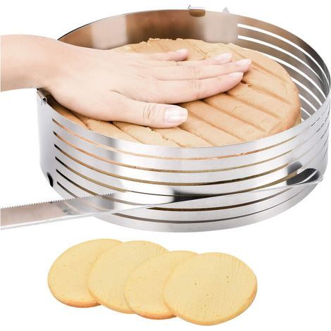 GENERIC- Cercle à Gâteau 9 à 12 Pouces Réglable Découpe à Génoise Rond en Acier INOX Moule à Pâtisserie Extensible pour Trancher Génoise en Étages de Part Égale (1/5)