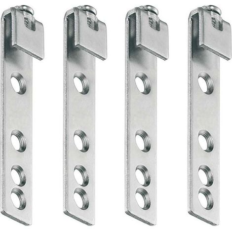 Set di 4 staffe di fissaggio per mobili in acciaio zincato, 14 x 70 mm – Inclinazione regolabile ± 15° – Per armadi e mensole (1/2)