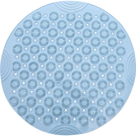 Tapis Anti-Dérapant Salle De Bain - Rond - TPE - 55 cm - Trous D'Évacuation - Ventouses Renforcées - Pour Adultes Et Enfants - 1 Pièce (1/5)