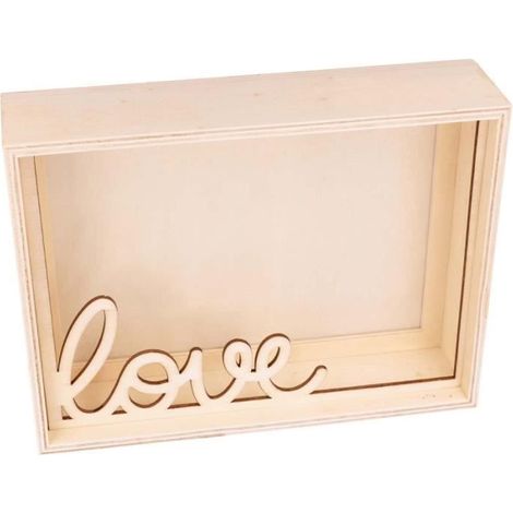 Cadre photo 3D en bois - Love - 15 x 20,3 x 5 cm (1/2)