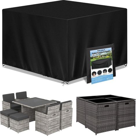 Housse de protection pour table de jardin rectangulaire 140x140x90cm, imperméable, anti-UV, 420D Oxford (1/5)