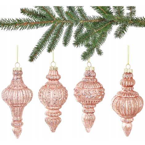 Set mit 4 Glaskugeln, rosa Kugeln, 4 Stück, Glaskugel, 14 cm, groß (1/5)