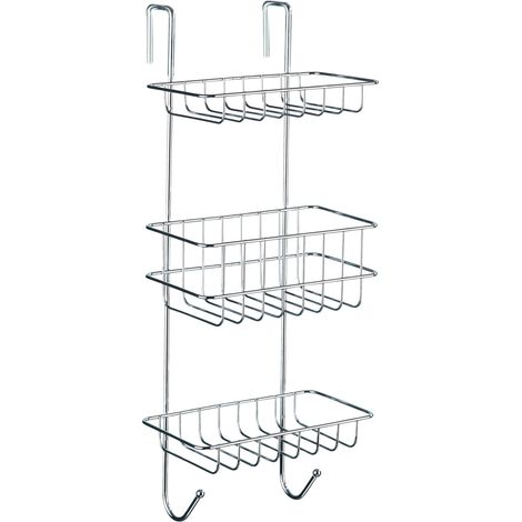 Wenko – Étagère de douche à suspendre – 3 paniers en acier chromé – Dimensions 22,5x57x18,5 cm – Fixation murale avec crochets