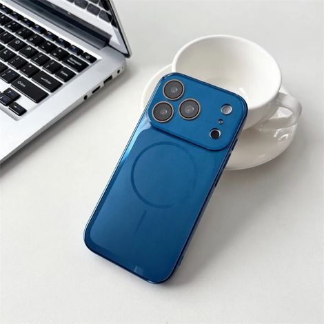 (iPhone 15 Pro, Bleu) Étui de protection magnétique Magsafe pour iPhone, compatible avec la recharge sans fil.