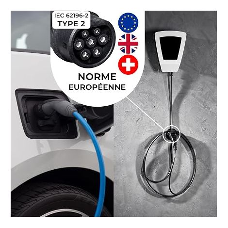 Wall Mount for Cable Electric Car Mount with IEC 62196-2 Connector Type 2 Charging Station Accessory with Cable Lock and Charger (1/4)