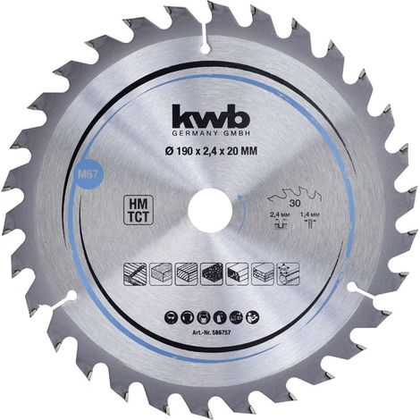 Hoja de sierra circular kwb 586757 carburo de tungsteno 190 mm (1/4)