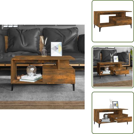 Couchtisch Räuchereiche 90x49x45 cm Holzwerkstoff - Couchtisch - Wohnzimmerschrank - Holzmöbel - Dekorationstablett - Sideboard (1/5)