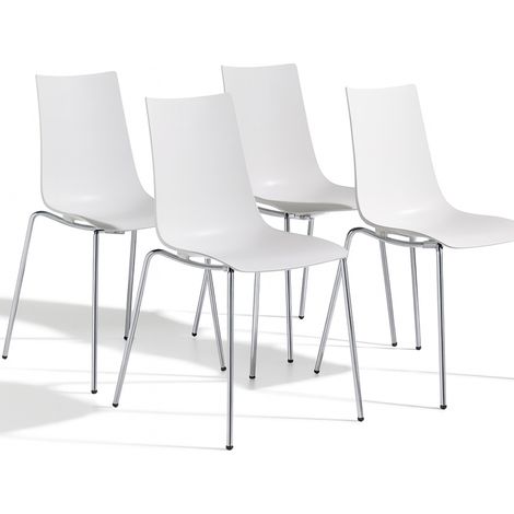 Chaise design, Lot de 4 chaises de salon Zebra Scab Design Blanc en Plastique, Scab design (1/4)