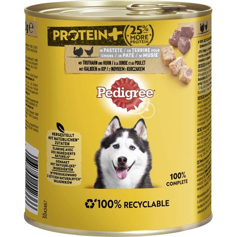 Pedigree Protein Plus Hundenassfutter Adult 800 g Truthahn & Huhn