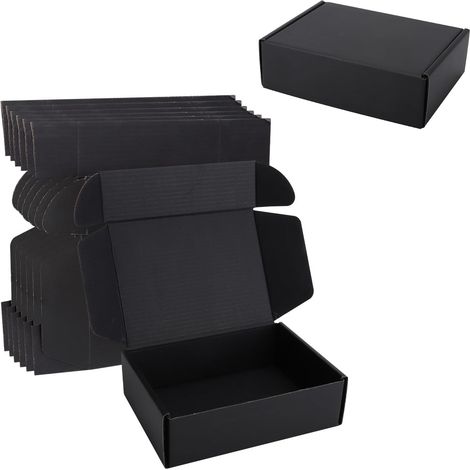6 Black Gift Packaging Boxes 17 x 12 x 5 cm, Double-Sided Black Box (1/5)