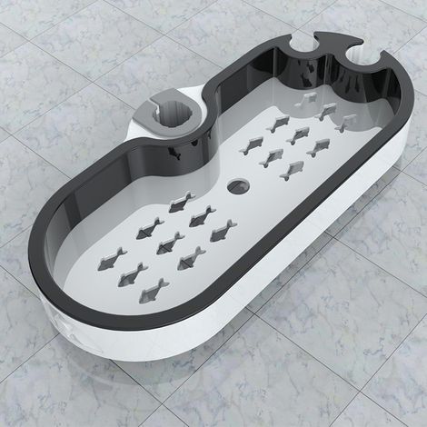 Duschhalter, verstellbarer Seifenhalter aus Kunststoff, Duschhalter für Dusche oder Badewanne, Duschorganizer, Schwammhalter, Waschbeckenorganizer, 22 mm, einfache Montage, kein Bohren erforderlich (D