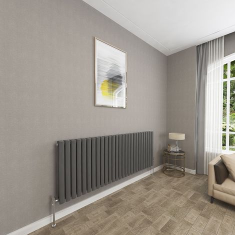 SKY Bathroom 600x1593mm Anthracite Double Oval Column Radiator Horizontal Central Heating Rad (1/5)