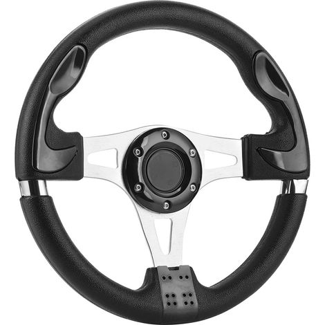 Volant Sport Universel 320mm avec Bouton Klaxon, Pièce Auto Modifiée pour Voiture, Noir, 12.5 Pouces (1/4)