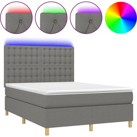 Maison Exclusive - Boxspringbett mit Matratze & LED Dunkelgrau 14