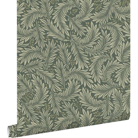papier peint feuilles vert foncé - ESTAhome (1/5)