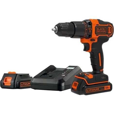 BLACK+DECKER - Perceuse à percussion sans fil 18V, 2 batteries Li-Ion 2,0 Ah, chargeur BDCHD18K1B2-QW (1/5)