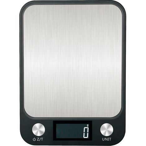 Küchenwaage, Lebensmittelwaage, tragbare Mini-Edelstahl-Küche, elektronische Digitalwaage, Backzubehör zum Kochen, Backen, Wiegen, 5 kg/1 g (schwarz) - Crezuo