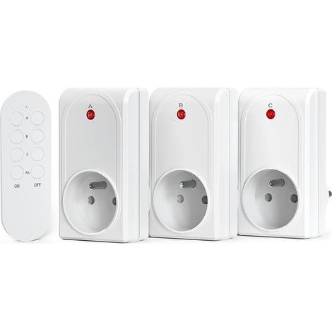 3 Electrical Outlets, 1 Wireless Remote Control, 80M Range, All On/Off Function, 230V, 1000W (1/5)