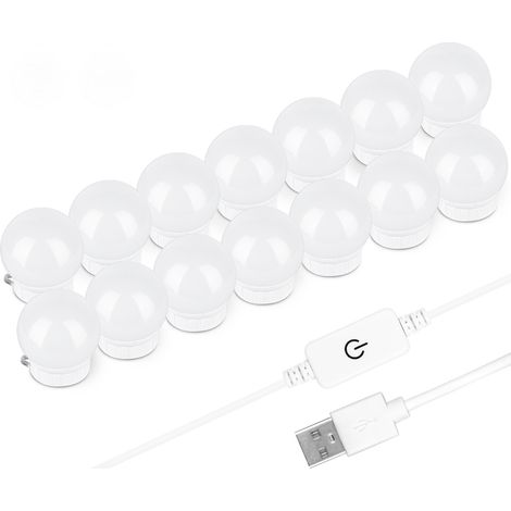 Hollywood-Style LED-Schminkspiegel-Beleuchtungsset mit einstellbarer Helligkeit, inklusive LED-Leuchtmittel-Streifen und Schminktischbeleuchtung.