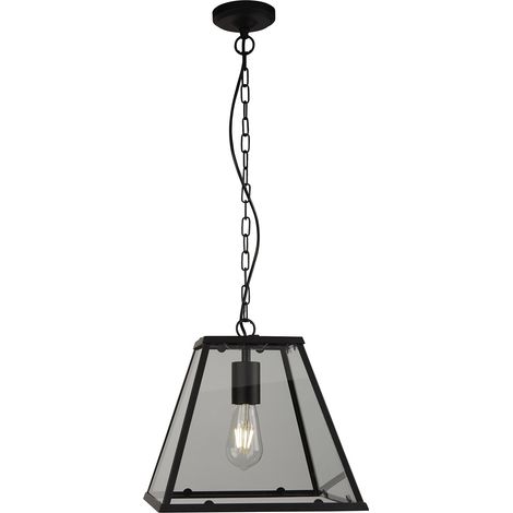 Searchlight Lanterns - Lampada a sospensione a 1 lanterna in nero opaco, attacco E27 (1/5)
