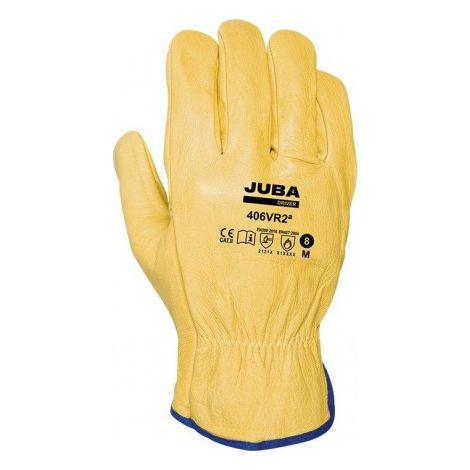 406VR2Âª/7 GUANTE PIEL FLOR VACUNO PULGAR DE ALA VERSION ECONOMICA COLOR AMARILLO T-7 - JUBA