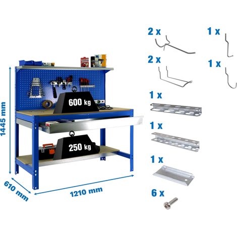 Simonrack Banco di lavoro professionale blu 144,5x121x61 cm