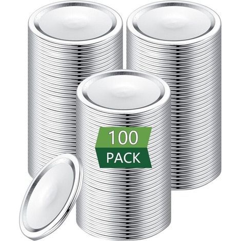100 coperchi a bocca larga per barattoli Mason [bocca larga] per barattoli Ball, coperchi in metallo con fessura per barattoli Mason (100 pezzi bocca larga) (1/5)