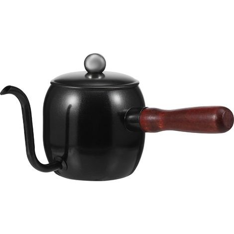 Cafetière Manuelle en Acier Inoxydable Poignée en Bois, Bouilloire Anti-brûlure et Antidérapante pour Café, pour Bureau ou Café, 1pc (1/5)