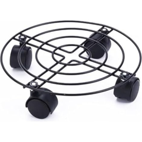 Support de plantes avec roulettes, chariot rond en métal robuste et mobile pour plantes d'intérieur ou d'extérieur, outils de jardin (25 x 6 cm) (1/5)