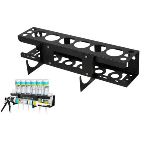Support pour pistolet à calfeutrer avec base de nivellement - Organiseur pour fourgonnette et espace de travail - Support mural universel - 6 tubes et buses de calfeutrage