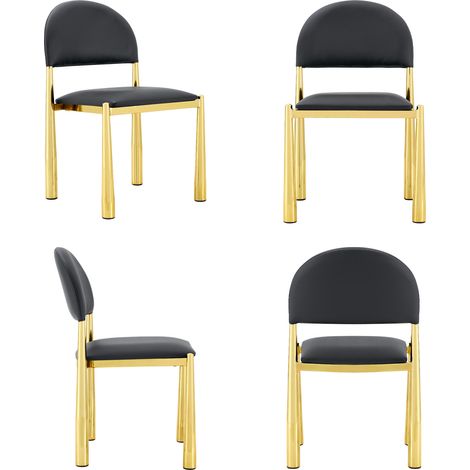 Set de 2 sillas de comedor modernas negras en PU y metal, 80 cm (1/5)