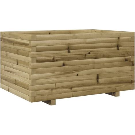 Dimensions du pot de fleurs : 90 x 60 x 49,5 cm, en bois de pin imprégné