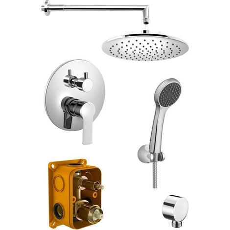 Ensemble de douche à encastrer BARON avec mitigeur monocommande, 2x sorties, chromé (1/4)