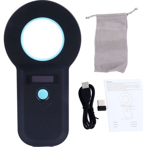 Lecteur de puces pour animaux, multifonction, efficace, Portable, Scanner d'étiquettes d'identification de micropuces pour animaux de compagnie (1/5)