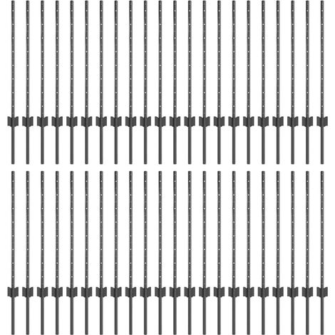 Poteaux de clôture 44 pcs U-Channel Gris 120 cm Acier CFW4800248 (1/5)