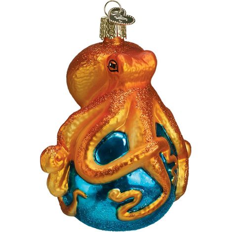 Ornements : Animaux de mer et d'eau Ornements soufflés en Verre pour Arbre de Noël, Pieuvre, 3¾" (1/3)